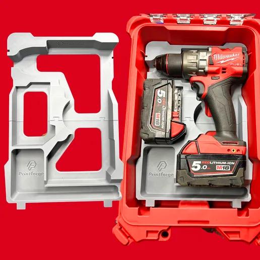 Milwaukee Packout M18 Fuel drill and battery storage! Designed for the 48-22-8435 packout for 2903-20 drill