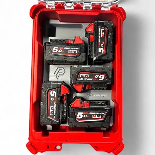 Milwaukee Packout M18 battery insert for 5 batteries! Designed for the 48-22-8435