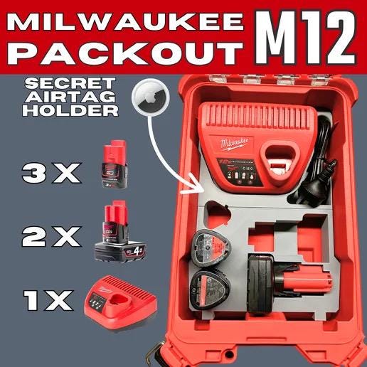 Milwaukee Packout M12 Battery Insert for 3 compact and 2 xc batteries! Designed for the 48-22-8435 packout